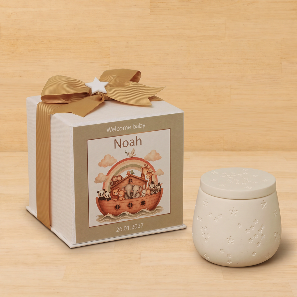 Set of 20 boxes baby boy gypsonite jar with white star acrylic in hard box giveaway
