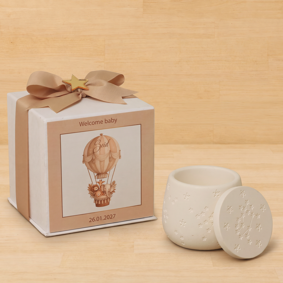 Set of 20 boxes baby boy gypsonite jar with gold star acrylic in hard box giveaway