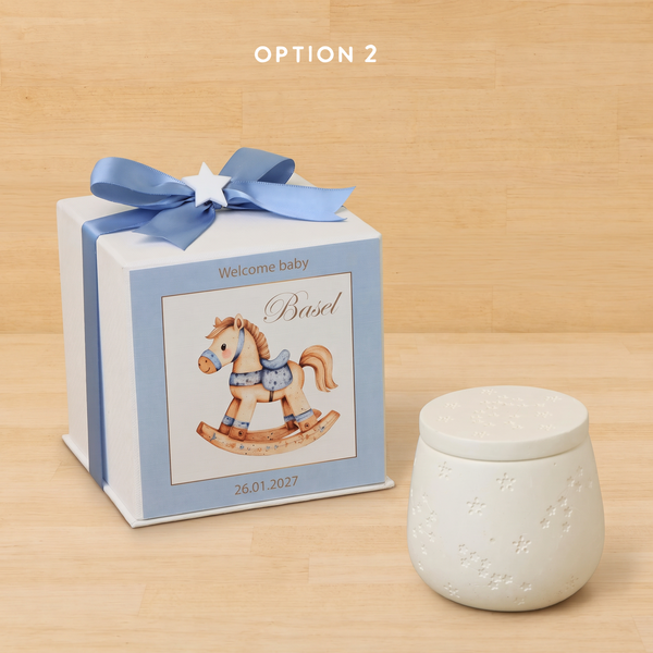 Set of 20 boxes baby boy gypsonite jar with gold star acrylic in hard box giveaway