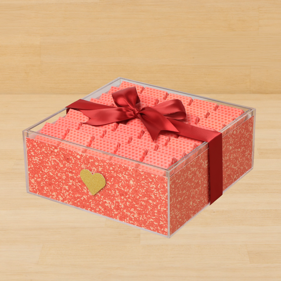 Heart pattern designed premium chocolate acrylic tray