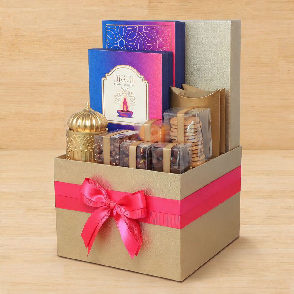 Happy Diwali festival of lights colorful designed chocolate & sweets large hamper