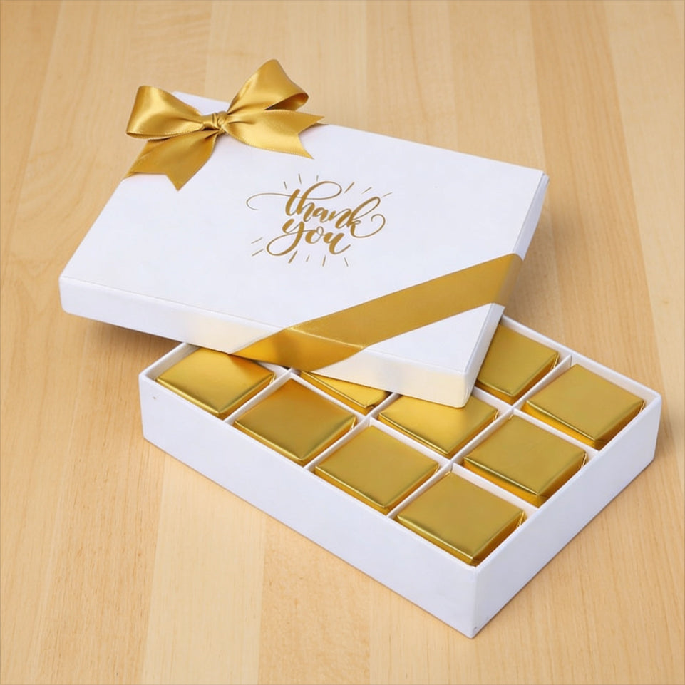 "Thank you" sun streak designed 12-piece premium chocolate hard box