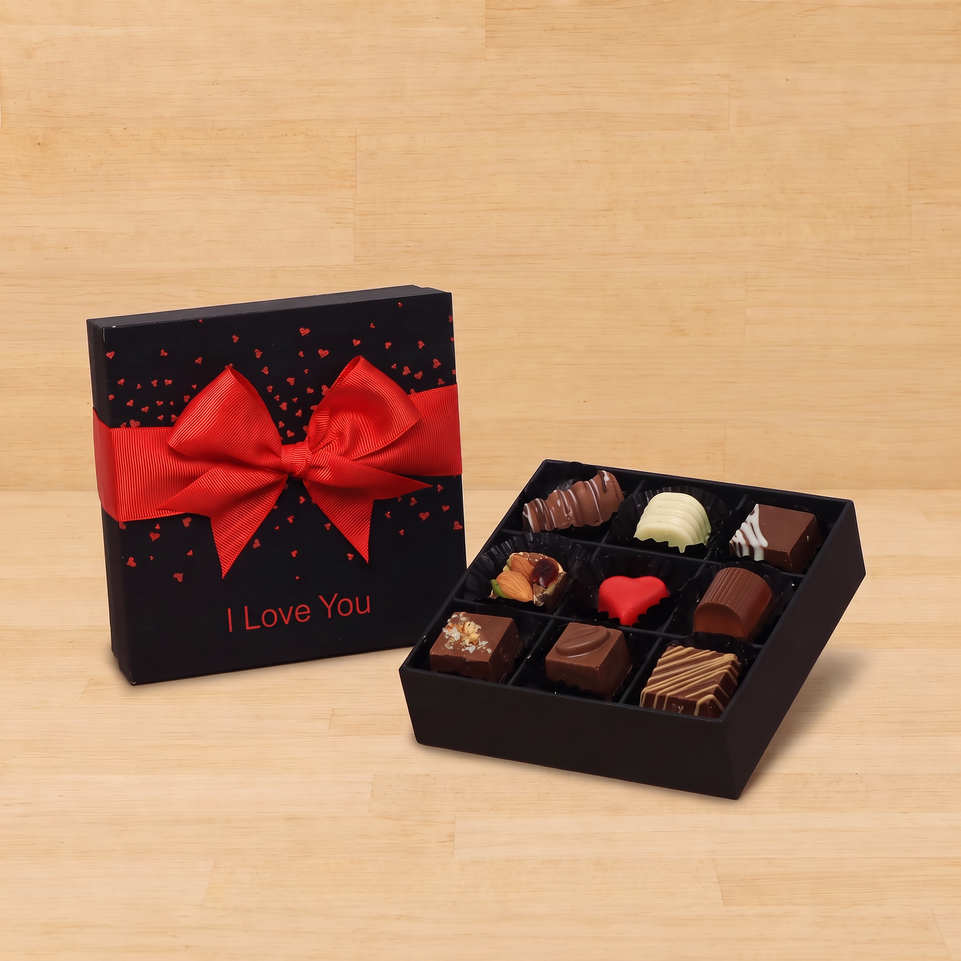 I Love You tiny hearts designed 9P premium chocolate gift box