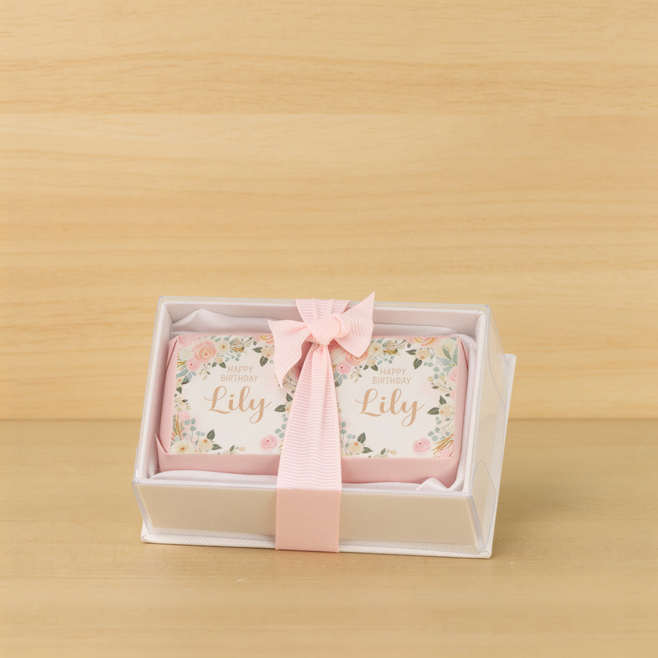 Set of 20 Baby girl floral design premium chocolate 2pc view top box