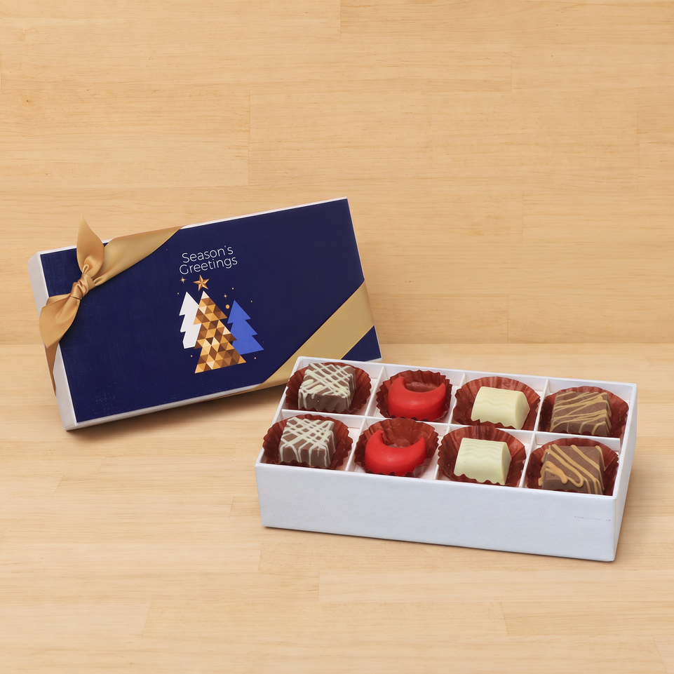 Set of 6 season's greeting designed premium chocolate 8p hard box