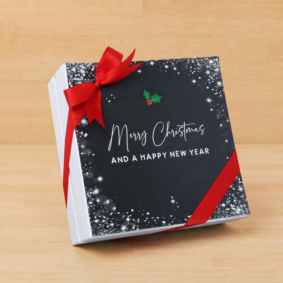 Merry Christmas snow flakes designed premium chocolate one layer hard box