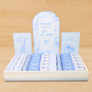 Baby boy safari blue theme with acrylic backdrop premium chocolate medium leather tray