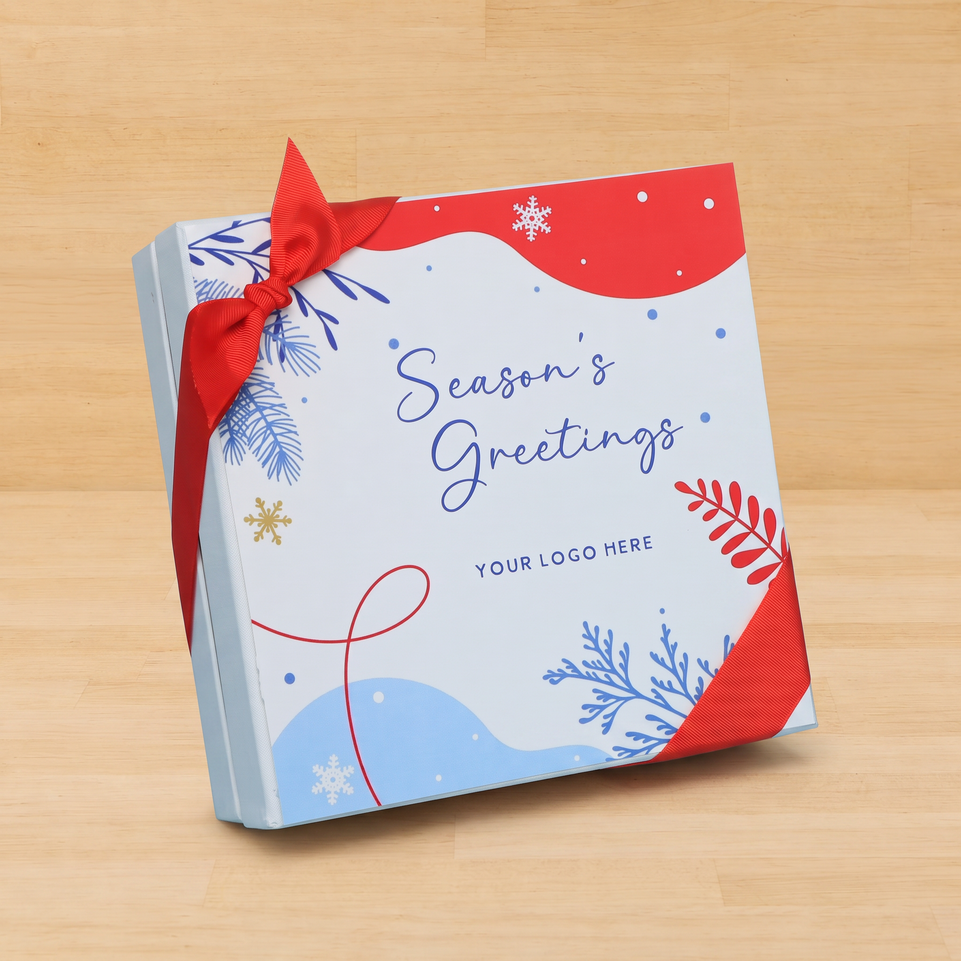 Set of 2 corporate customized season's greetings designed premium chocolate hard box