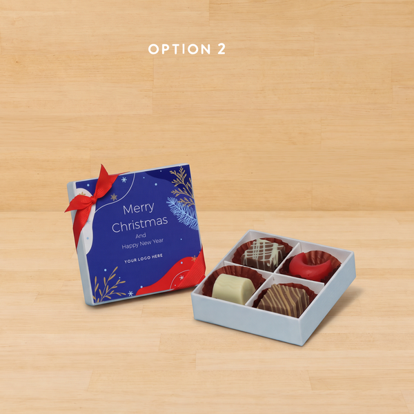 Set of 15 corporate customized merry christmas designed premium chocolate 4p hard box