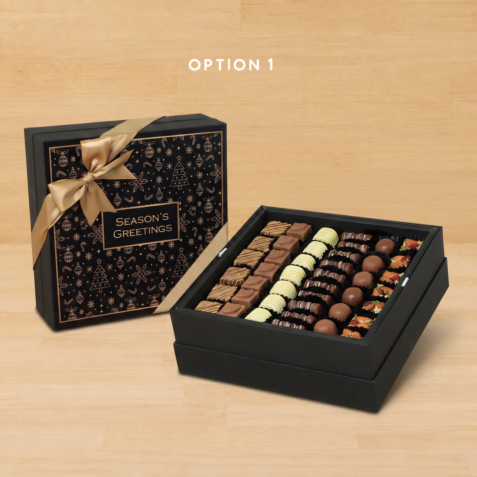 Season's greetings Christmas designed premium chocolate hard box