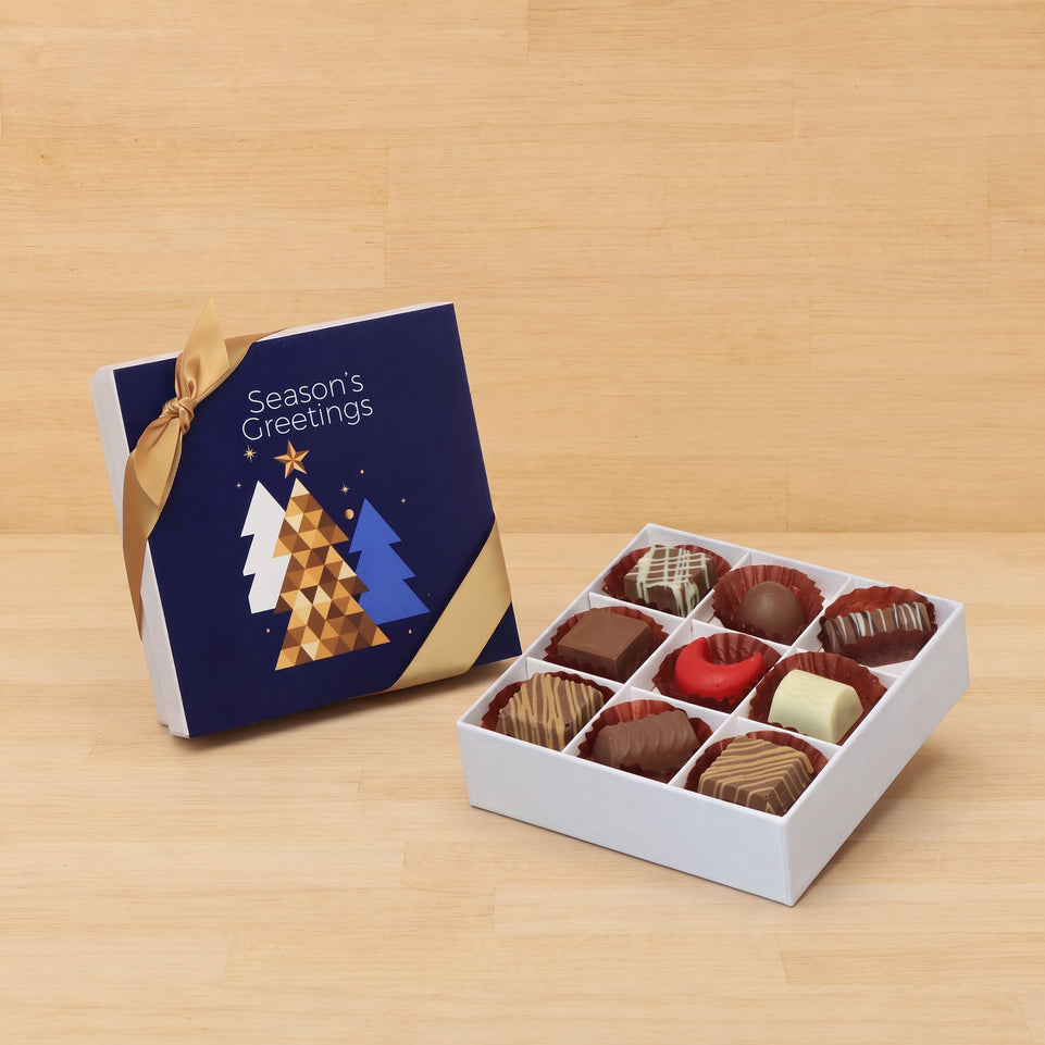 Season's greeting designed premium chocolate 9p hard box