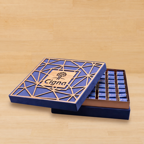 Corporate branded laser cut wood choc...
