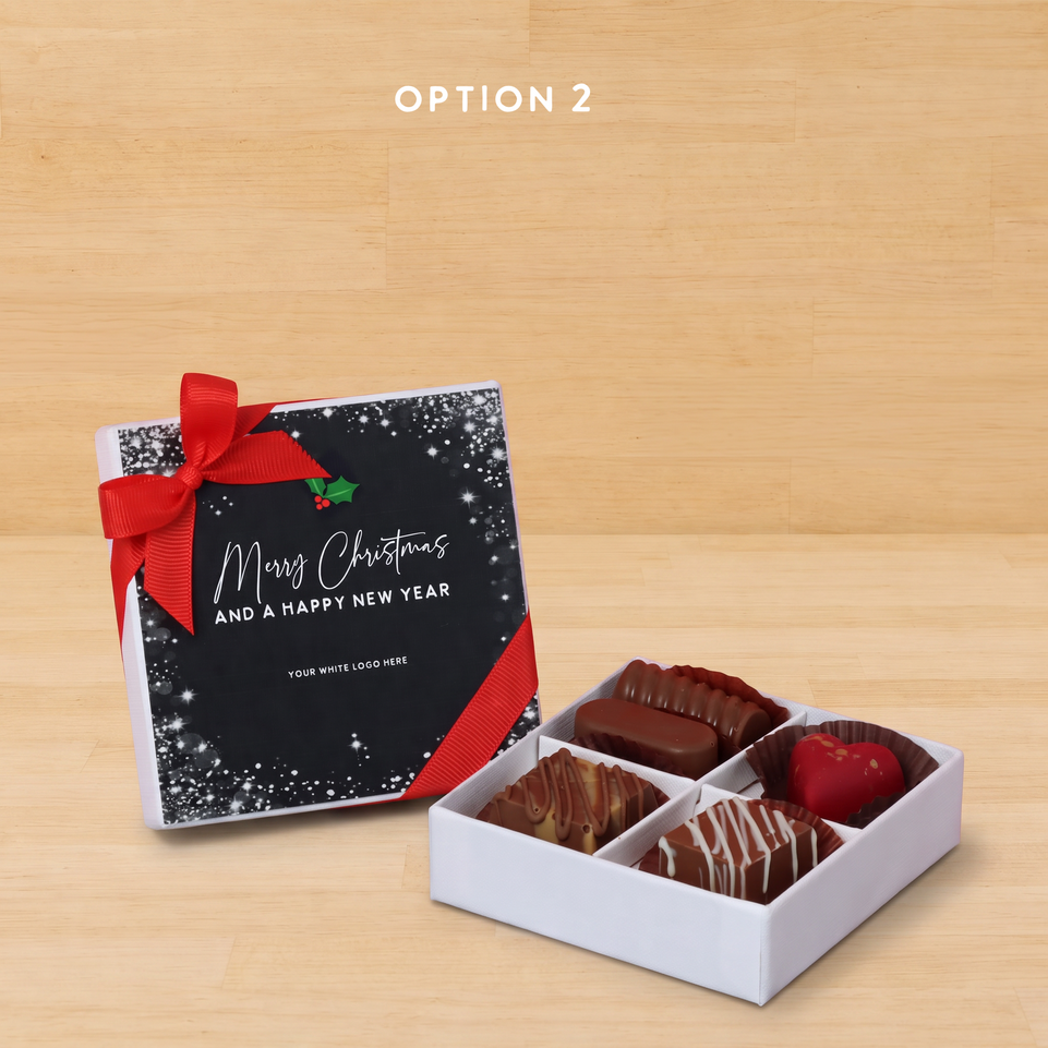 Set of 15 Merry Christmas snow flakes designed premium chocolate 4 piece hard box