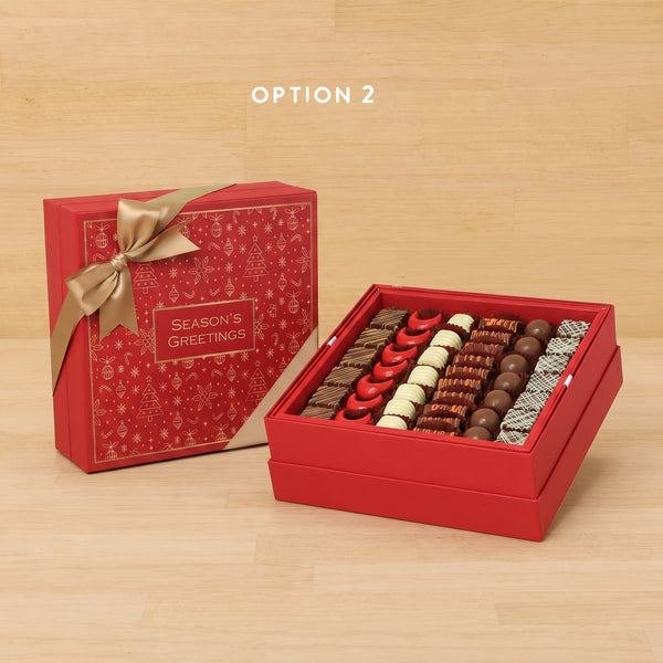 Season's greetings Christmas designed premium chocolate hard box