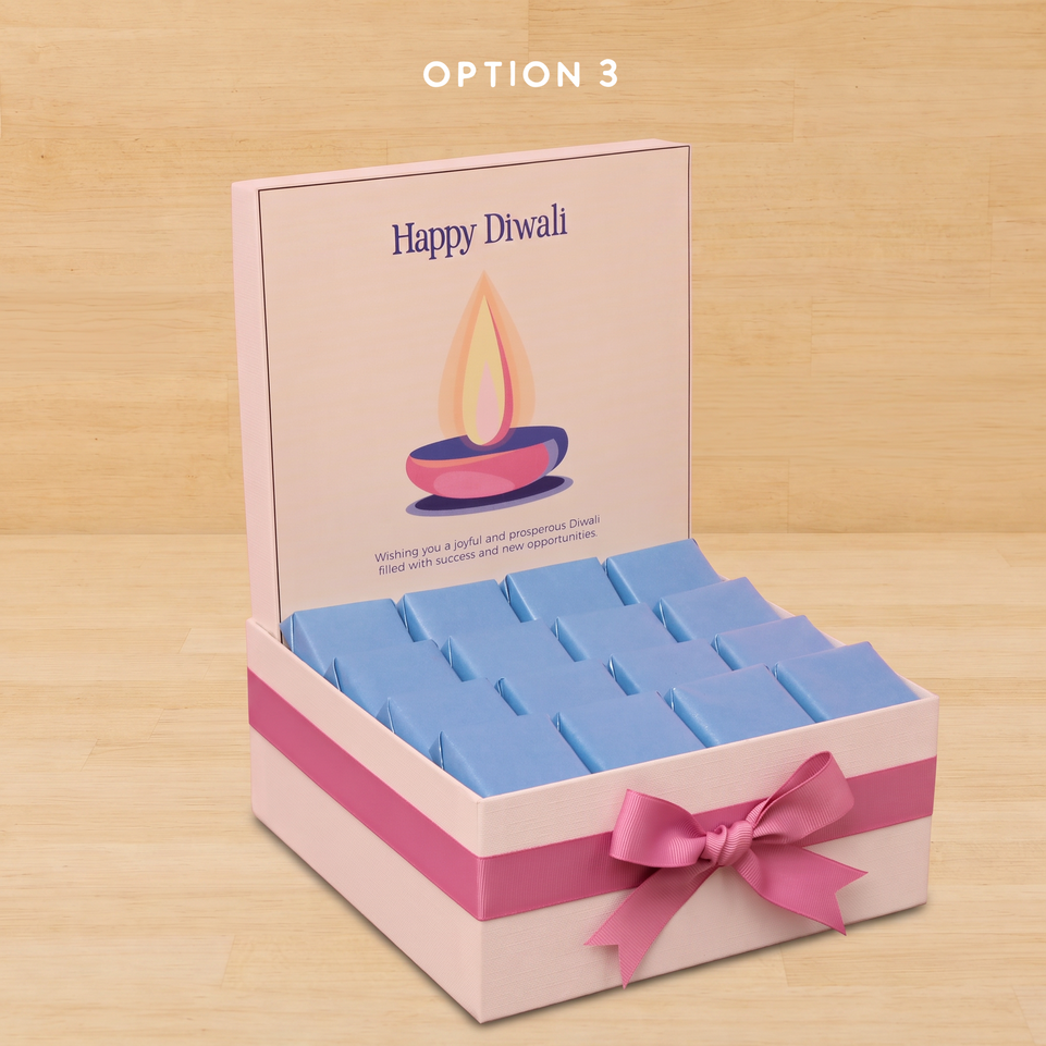 Happy diwali candle blue designed premium chocolate medium hamper