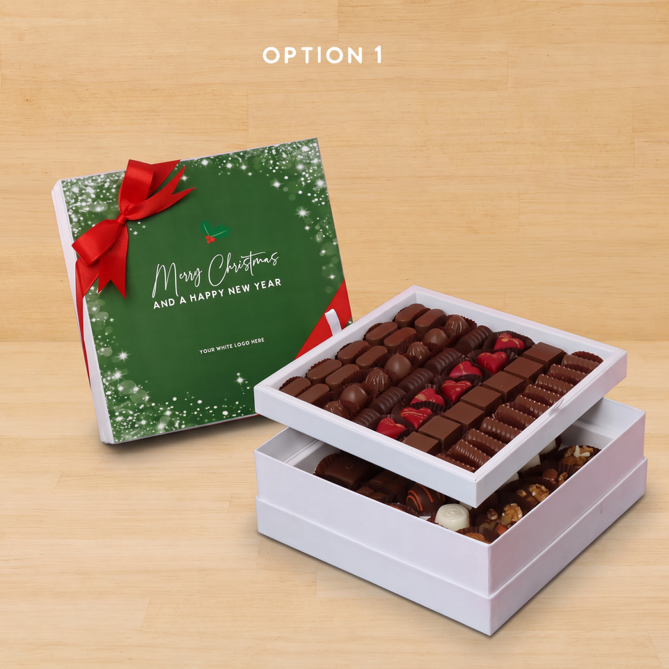 Merry Christmas snow flakes designed premium chocolate 2 layer hard box