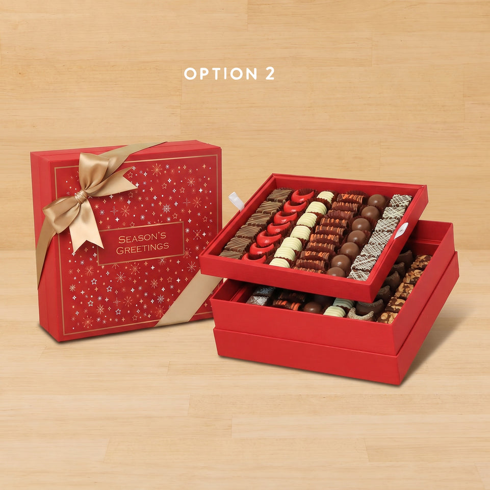 Season's greetings Stars designed premium chocolate 2-layer hard box