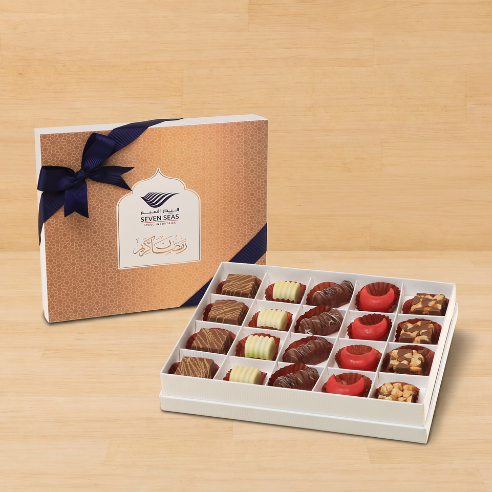 Set of 3 Corporate customized Ramadan Mubarak designed premium chocolate 20P hard box