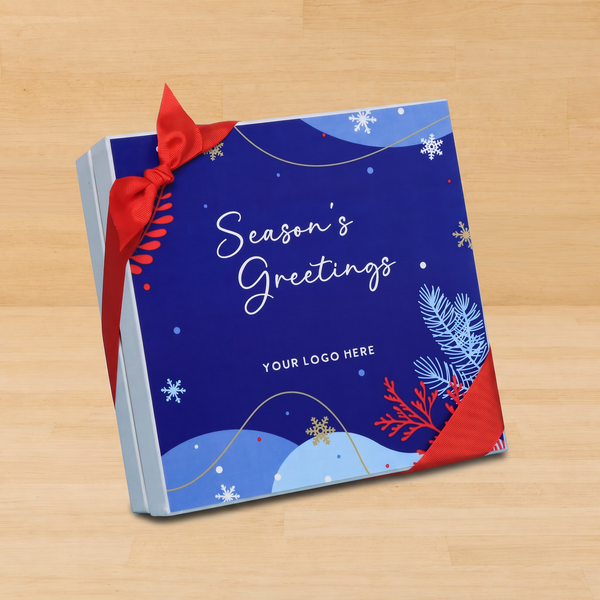 Set of 2 corporate customized season's greetings designed premium chocolate hard box