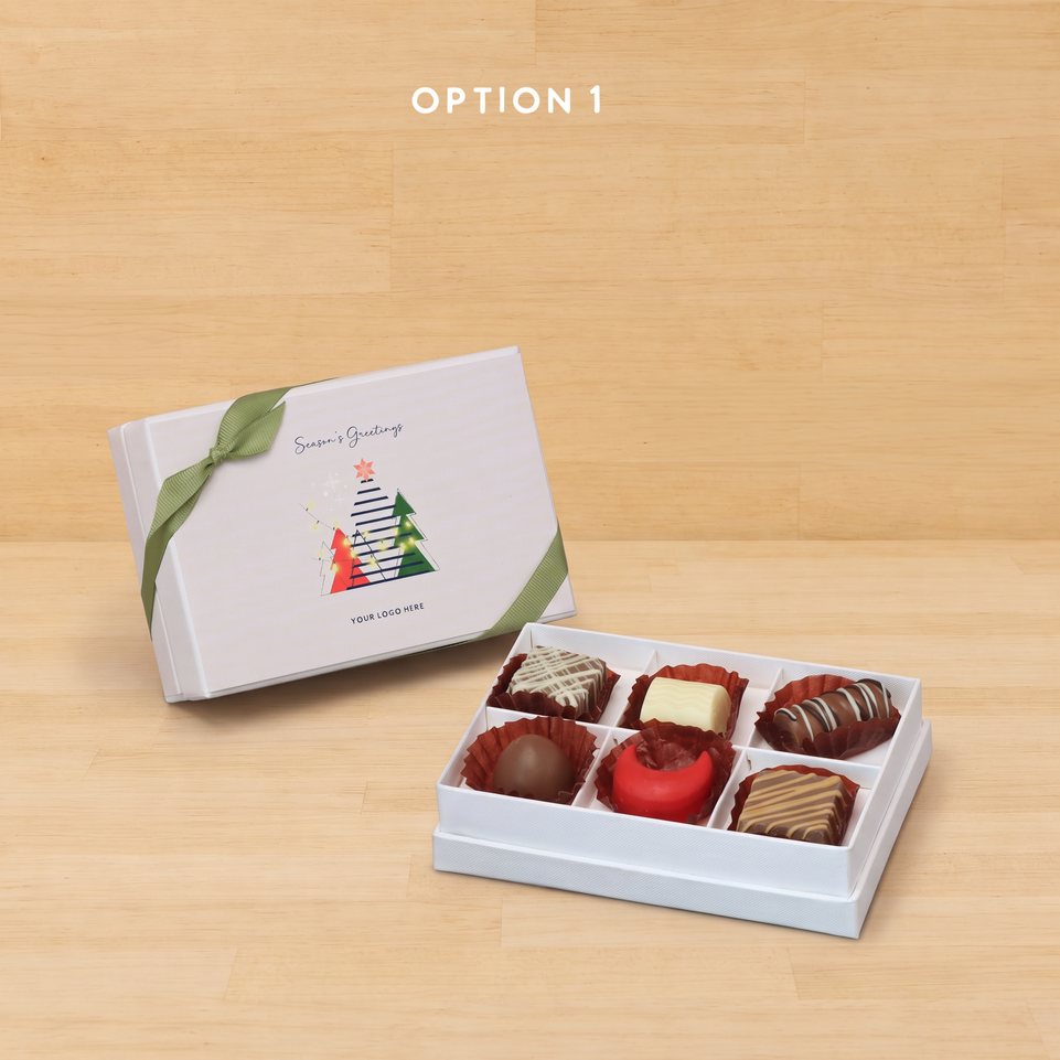 Set of 8 corporate customized season's greetings designed premium chocolate 6p hard box