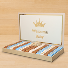 Baby boy crown decorated premium chocolate large leather tray with acrylic backdrop