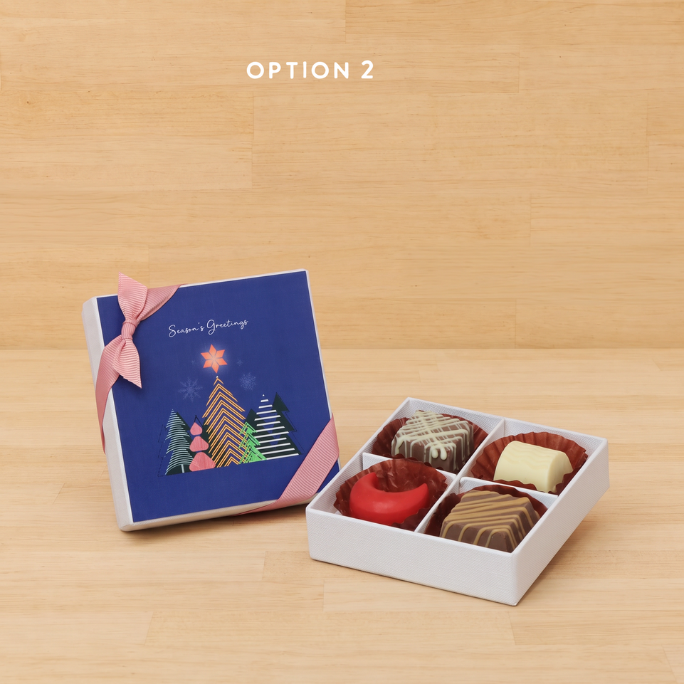 Set of 15 Customized Season's greetings designed premium chocolate 4P hard box