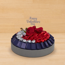 Happy valentine's day orchid decorated chocolate leather round tray