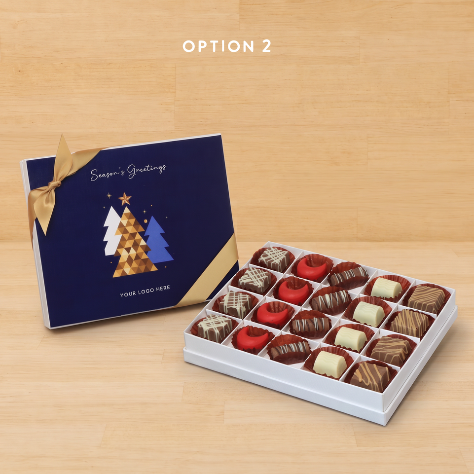 Set of 3 corporate customized season's greetings designed premium chocolate 20p hard box