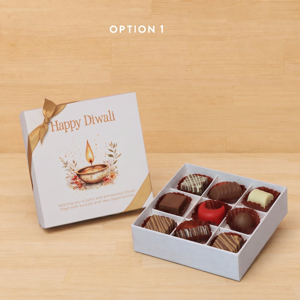 Happy diwali floral candle designed premium chocolate 9P hard box