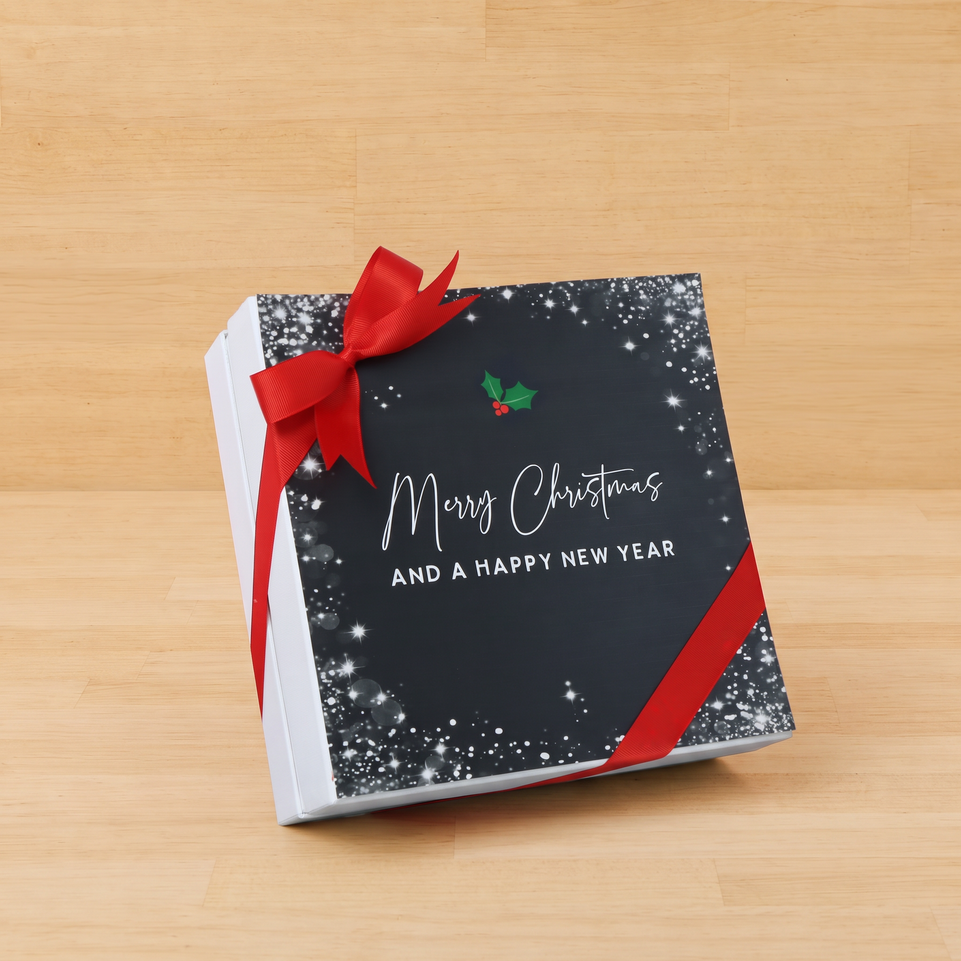 Merry Christmas snow flakes designed premium chocolate 2 layer hard box
