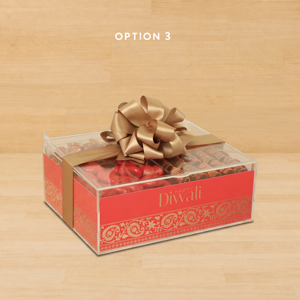 Happy Diwali designed premium chocolate & nuts acrylic small box