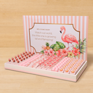 Baby girl flamingo theme with acrylic backdrop premium chocolate large leather tray
