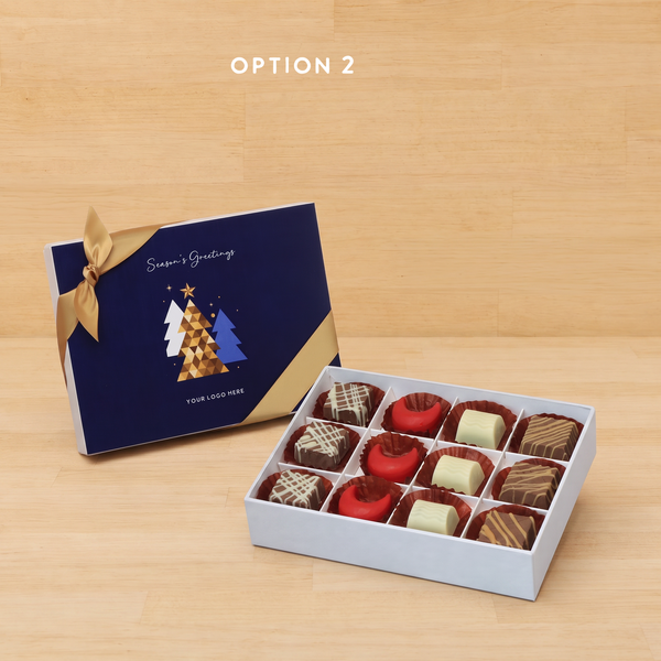 corporate customized season's greetings designed premium chocolate 12p hard box