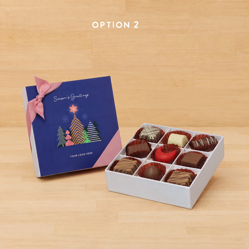 Set of 5 Customized Season's greetings designed premium chocolate 9p hard box