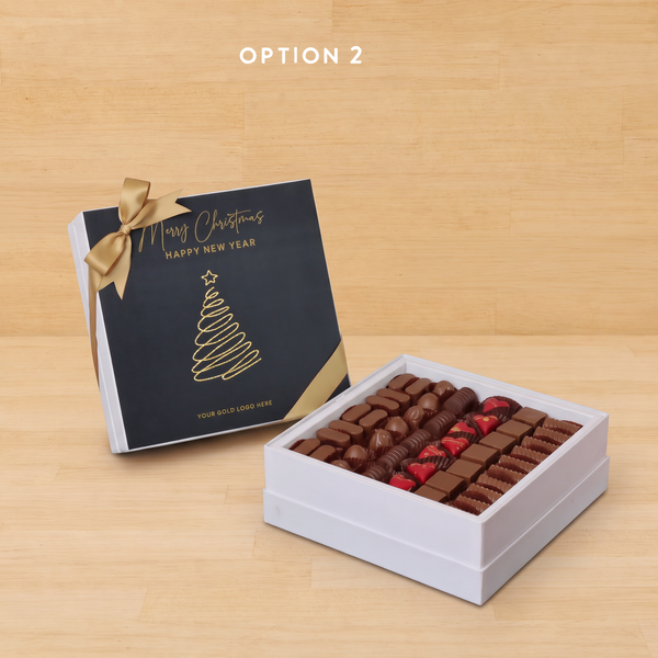 Season's greetings , Merry Christmas & happy new year designed premium chocolate hard box