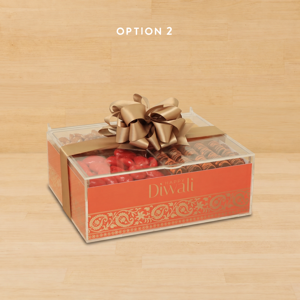 Happy Diwali designed premium chocolate & nuts acrylic small box