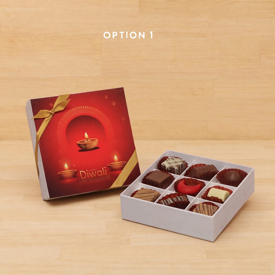 Happy diwali candle lights designed premium chocolate 9P hard box