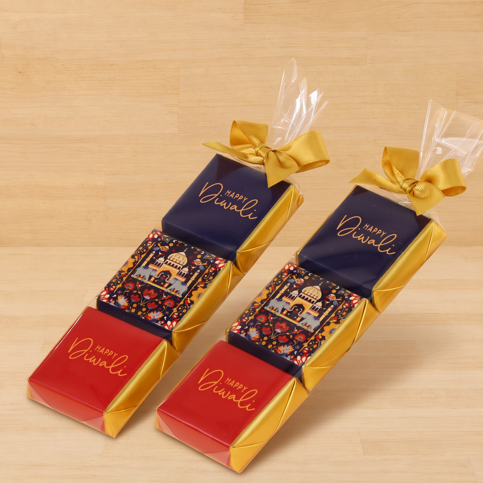 Set of 20 Happy Diwali majestic elephant designed premium chocolate pack giveaway