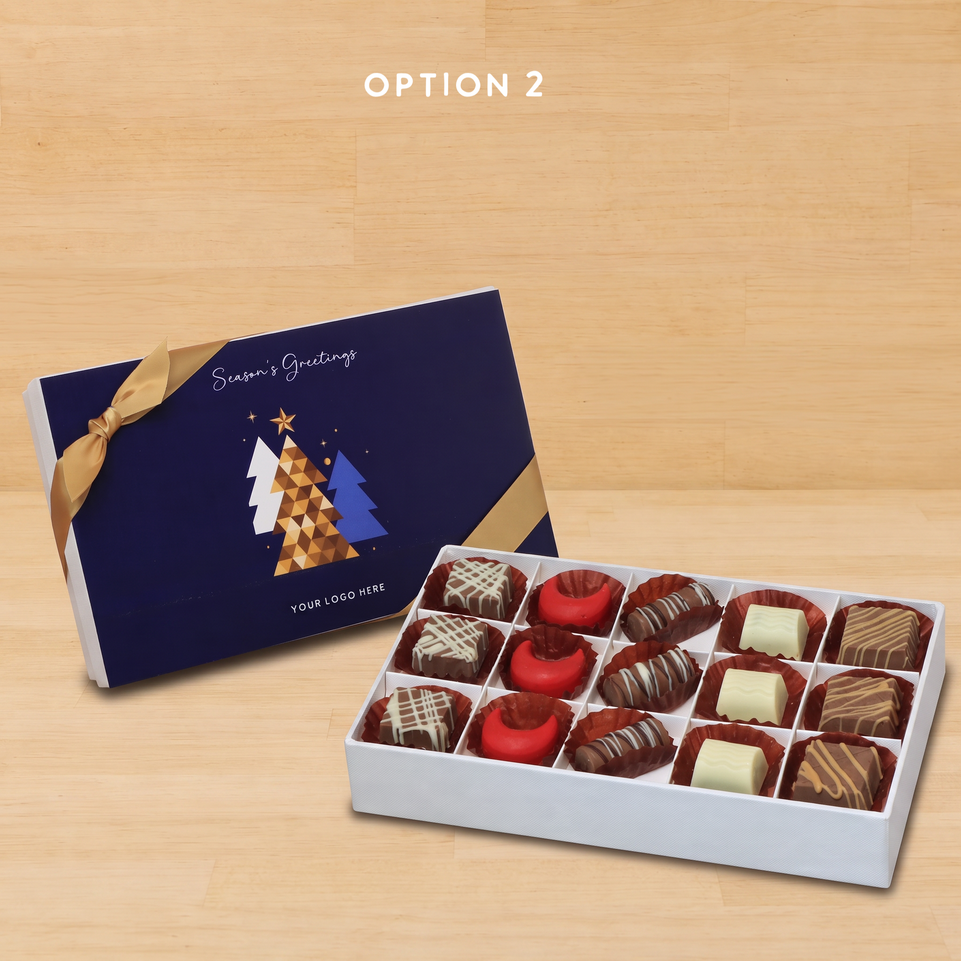 Set of 4 corporate customized season's greetings designed premium chocolate 15p hard box