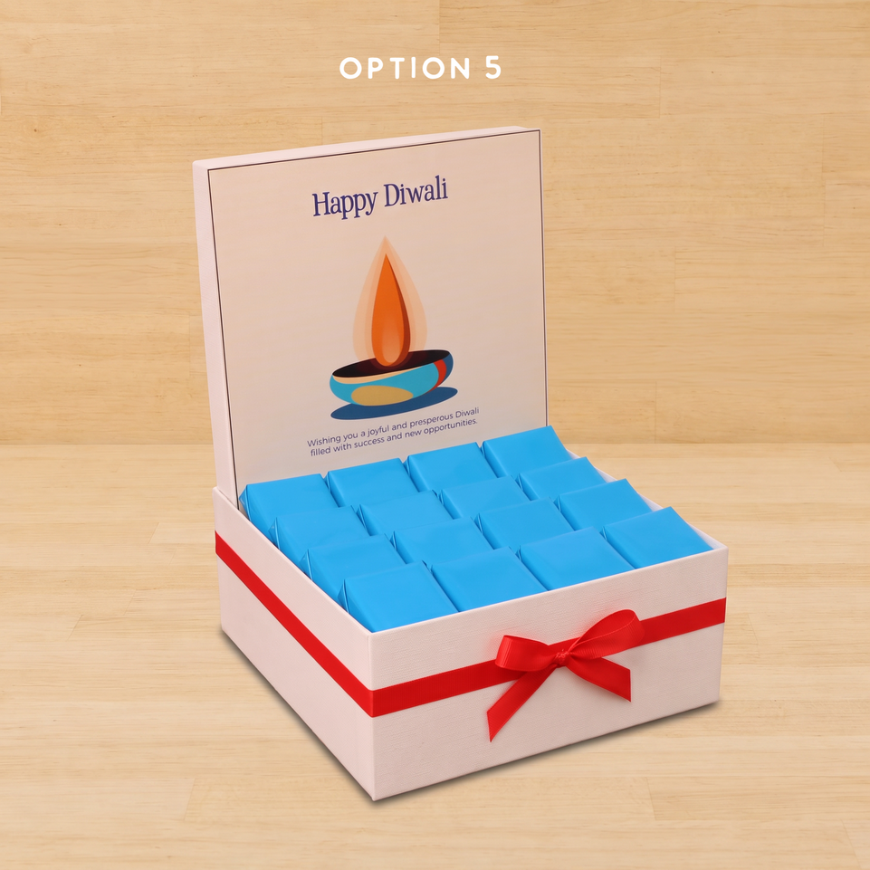 Happy diwali candle blue designed premium chocolate medium hamper