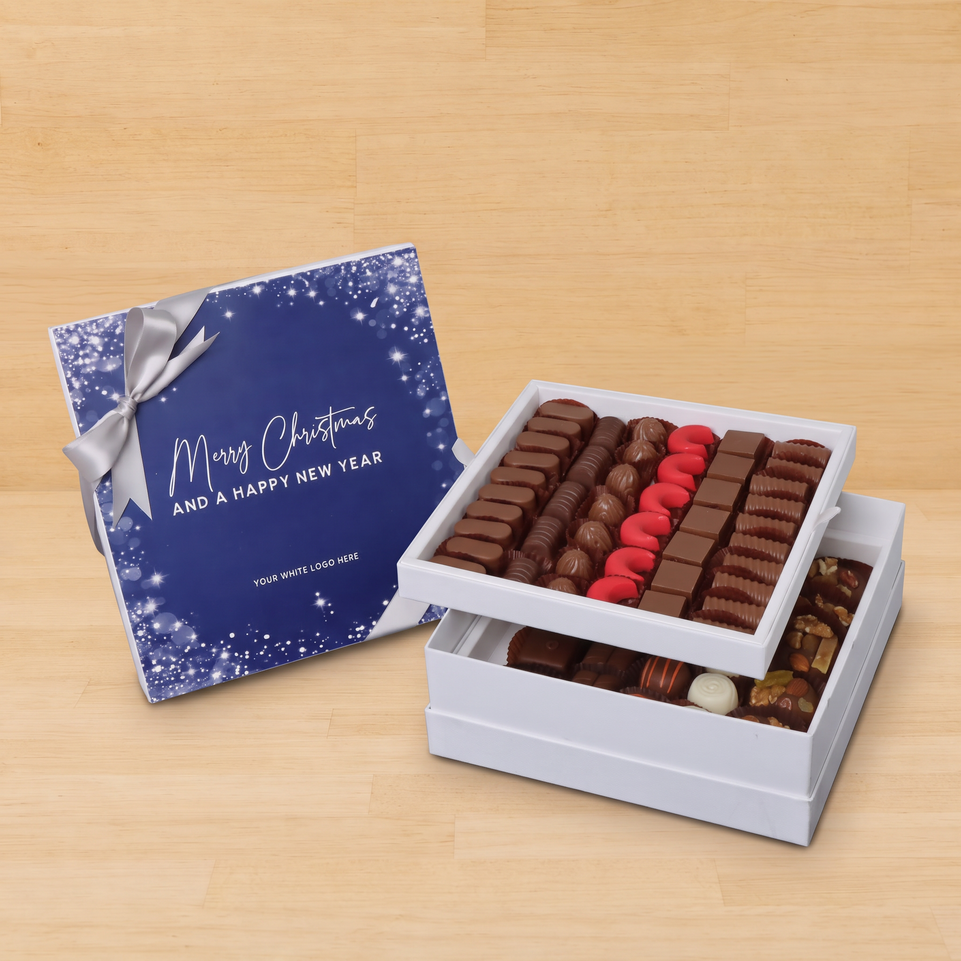 Merry Christmas & happy new year winter designed premium chocolate 2-layer hard box