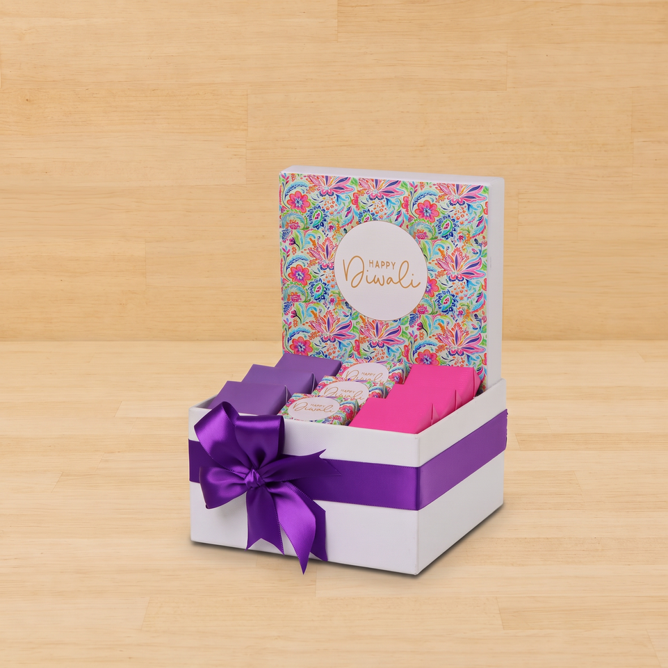 Happy diwali floral pattern designed premium chocolate small hamper