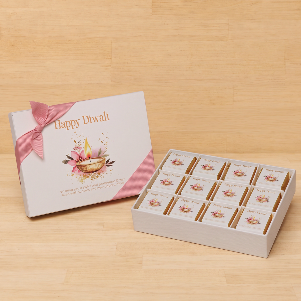 Happy Diwali floral candle lights designed premium chocolate 12P hard box