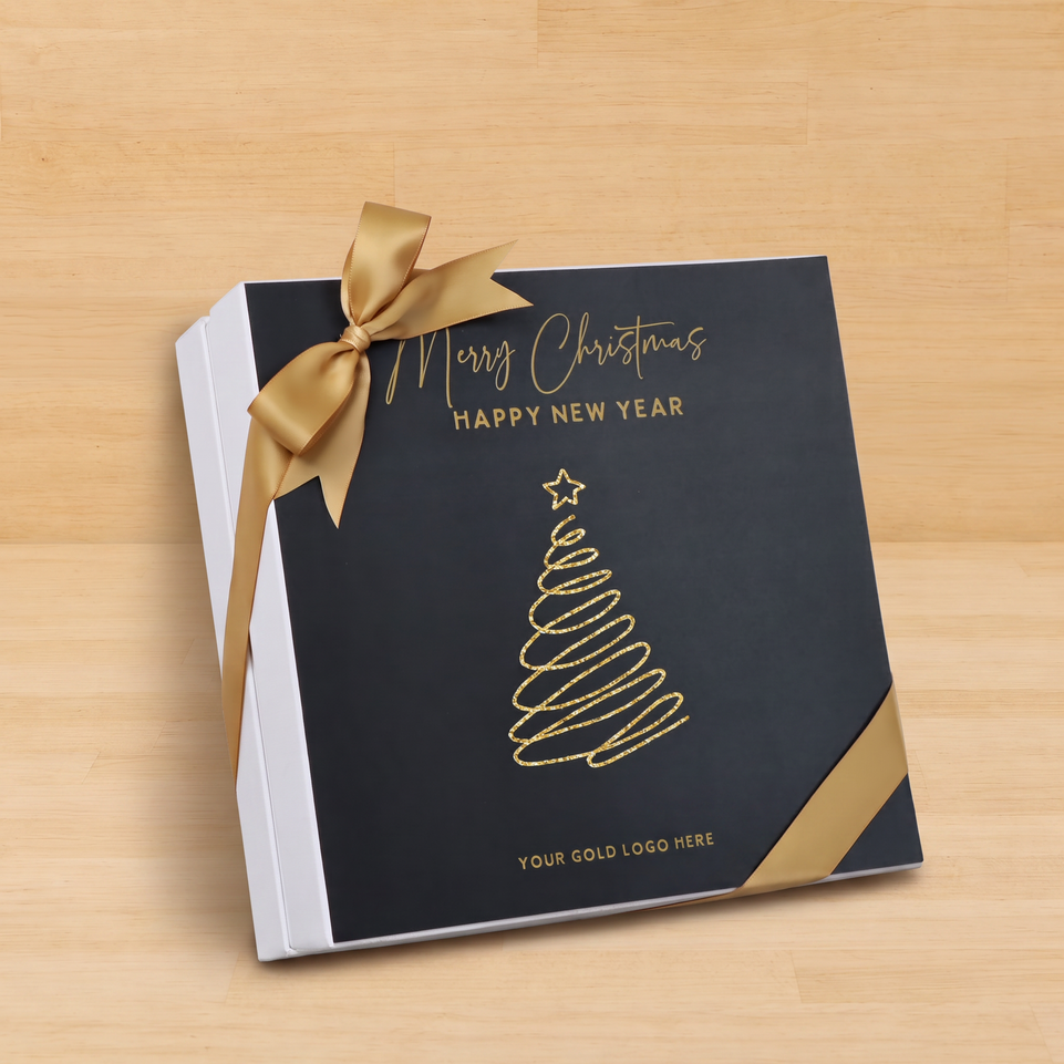 Season's greetings , Merry Christmas & happy new year designed premium chocolate 2-layer hard box