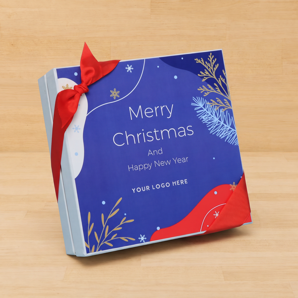 Set of 2 corporate customized merry christmas designed premium chocolate hard box