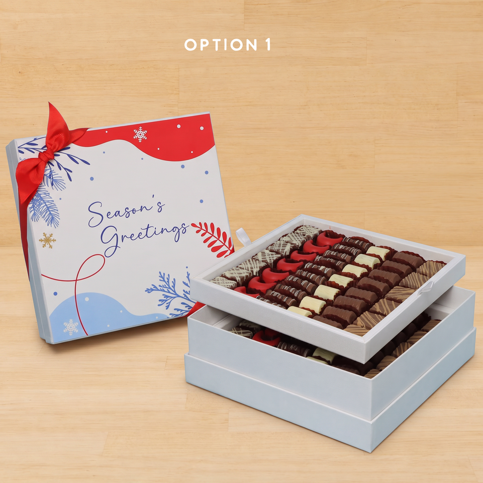 Season's greetings designed premium chocolate 2-layer hard box