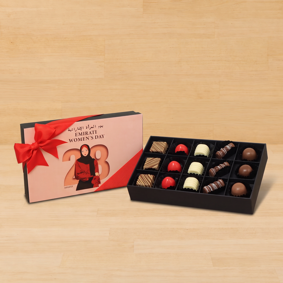Emirati women's 28th day designed premium chocolate 15 piece hard box