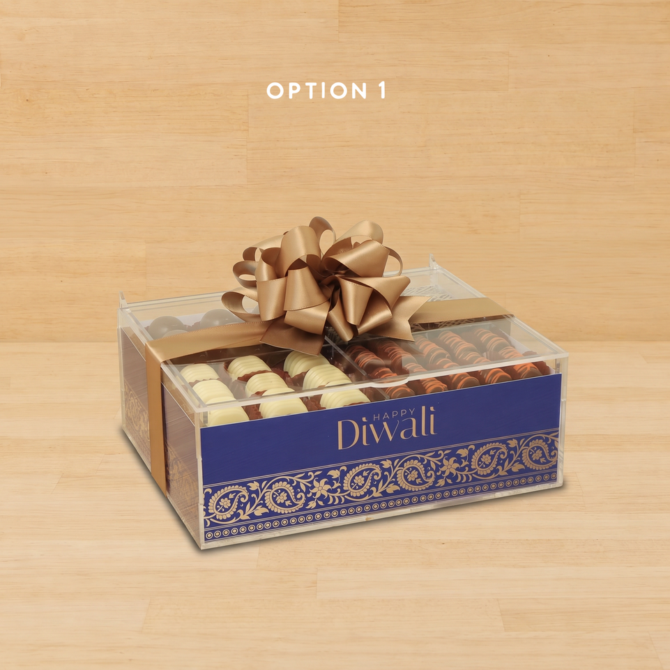 Happy Diwali ornament design premium chocolate gift small acrylic box