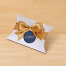 Set of 20 Corporate chocolate pillow box giveaway with company logo tag and grosgrain ribbon