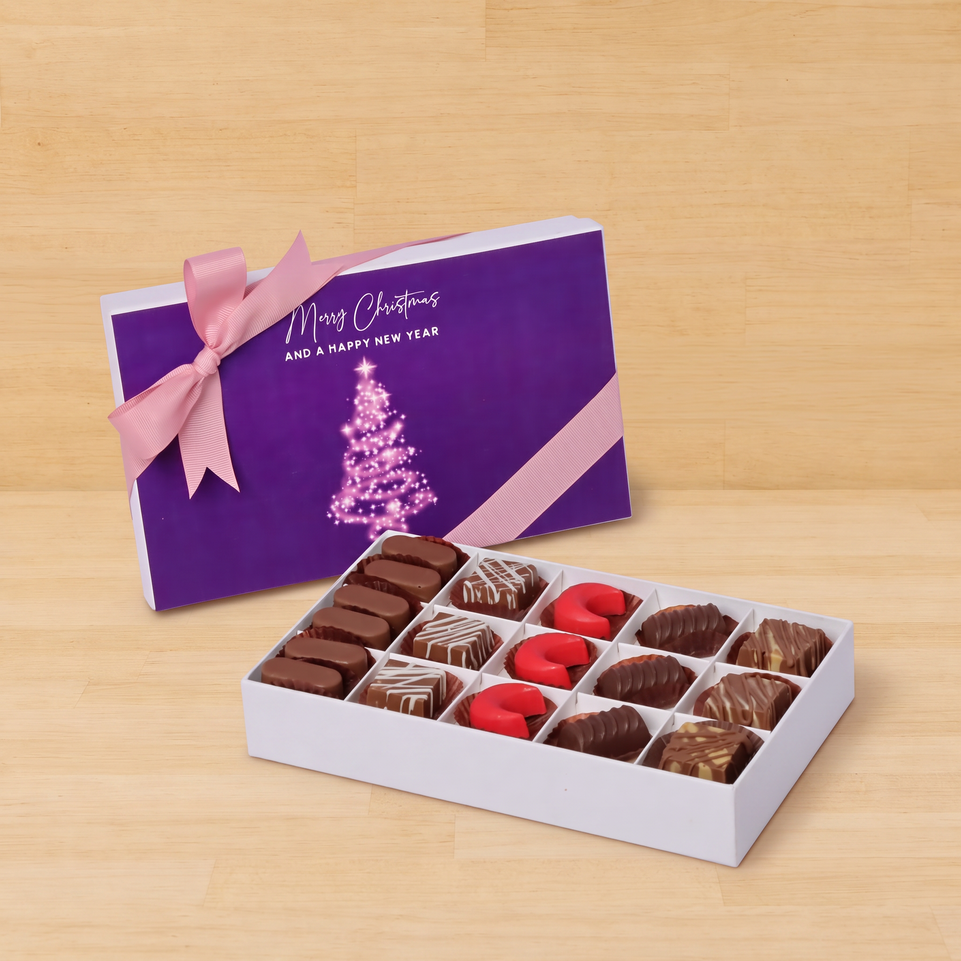 Merry Christmas & happy new year magical tree designed premium chocolate 15 piece hard box